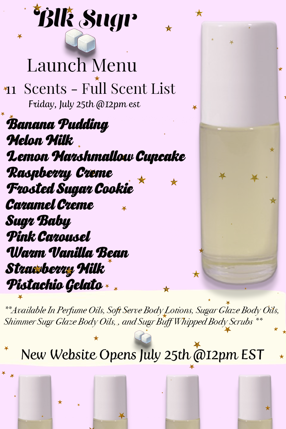Launch menu, blk sugar website, coming soon
